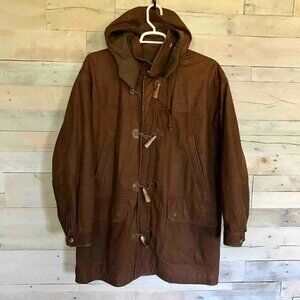 Nautica Utility Jacket Coat Brown Pockets 44